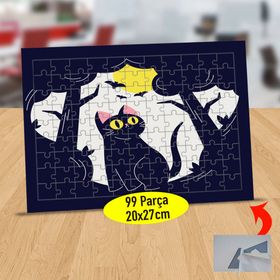 2147903822 Yarasalı Gökyüzünde Kedi 99 Parça Puzzle Yapboz Tablo