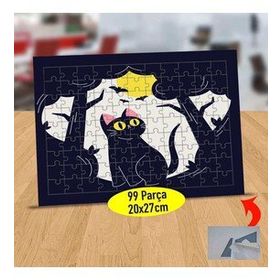 2147903822 Yarasalı Gökyüzünde Kedi 99 Parça Puzzle Yapboz Tablo