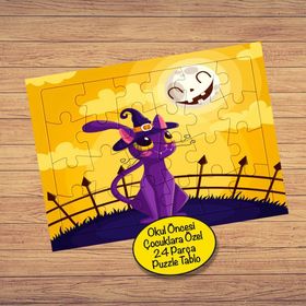 2147927570 Cadı Ay Hallowen 24 Parça Çocuklara Özel Yapboz Tablo