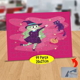 2147951875 Kediye uzanan Cadı Kız 99 Parça Puzzle Yapboz Tablo