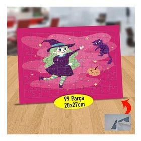 2147951875 Kediye uzanan Cadı Kız 99 Parça Puzzle Yapboz Tablo