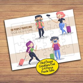 2148043633 Tatile Giden İnsanlar 24 Parça Çocuklara Özel Yapboz Tablo