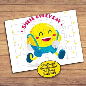 2148052672 Gülümseyen Mutlu Koşan Emoji 24 Parça Çocuklara Özel Yapboz Tablo
