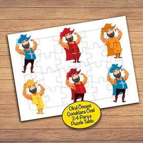 214PZ Renkli Kıyafetli Prens Çocuklara Özel Puzzle Yapboz Tablo