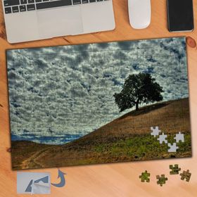 216 Bulutlu Gökyüzü Ve Yanlız Ağaç 240 Parça Puzzle Yapboz Tablo