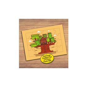 218PZ Ağaç Gövdesinde Ev Çocuklara Özel Puzzle Yapboz Tablo