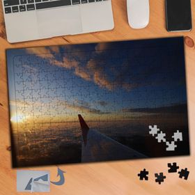 219 Gökyüzünde Uçak Kanadı 240 Parça Puzzle Yapboz Tablo