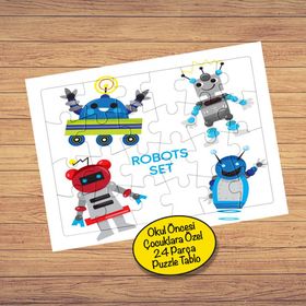 21970 Robot Koleksiyonları 24 Parça Çocuklara Özel Yapboz Tablo