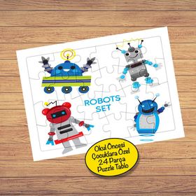 21970 Robot Koleksiyonları 24 Parça Çocuklara Özel Yapboz Tablo
