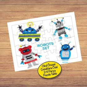 21970 Robot Koleksiyonları 24 Parça Çocuklara Özel Yapboz Tablo