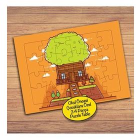 219PZ Tahta Şirin Ev Çocuklara Özel Puzzle Yapboz Tablo