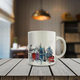 22022 Londra Çizim Sanatı Baskılı Kupa Bardak