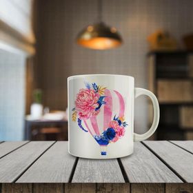 22100 Çiçekli Uçan Balon Baskılı Hediyelik Kupa Bardak