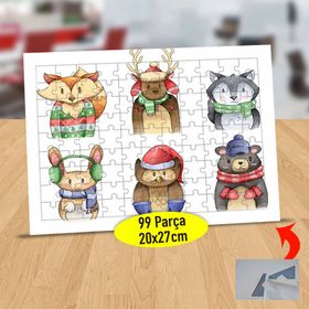 22147723850 Kış Kıyafetli Hayvanlar 99 Parça Puzzle Yapboz Tablo