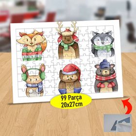 22147723850 Kış Kıyafetli Hayvanlar 99 Parça Puzzle Yapboz Tablo