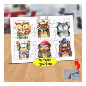 22147723850 Kış Kıyafetli Hayvanlar 99 Parça Puzzle Yapboz Tablo
