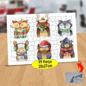 22147723850 Kış Kıyafetli Hayvanlar 99 Parça Puzzle Yapboz Tablo