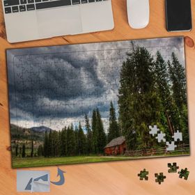 223 Çam Ağaçları Ve Küçük Kulübe 240 Parça Puzzle Yapboz Tablo