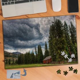 223 Çam Ağaçları Ve Küçük Kulübe 240 Parça Puzzle Yapboz Tablo