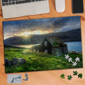 224 Deniz Kenarında Şirin Ev 240 Parça Puzzle Yapboz Tablo
