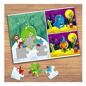 22674 Sevimli Uzaylı Yaratıklar Çocuklara Özel Puzzle Yapboz Tablo