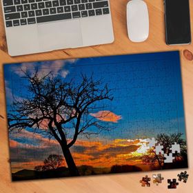 229335 Dökülmüş Ağaç Silüeti Gün Batımı 240 Parça Puzzle Yapboz