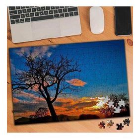 229335 Dökülmüş Ağaç Silüeti Gün Batımı 240 Parça Puzzle Yapboz