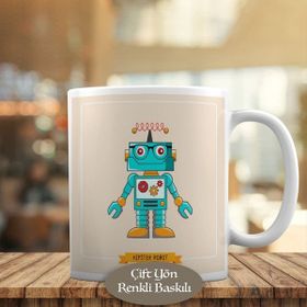 23-2147491070 Sevimli Mavi Robot Kupa Bardak