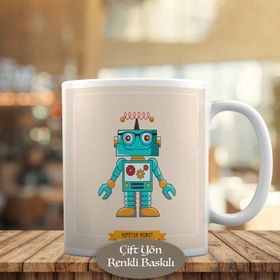 23-2147491070 Sevimli Mavi Robot Kupa Bardak