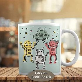 23-2147728333 Çizimsel Renkli Robotlar Kupa Bardak
