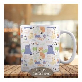 23-2148107607 Mor Sevimli Ayıcık Deseni Kupa Bardak