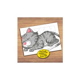 23038 Uyuyan Tekir Kedicik Çocuklara Özel Puzzle Yapboz Tablo