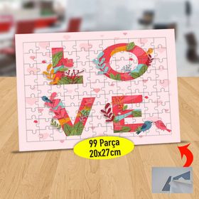 232147718652 Güllü Love Yazılı 99 Parça Puzzle Yapboz Tablo