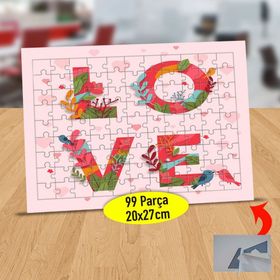 232147718652 Güllü Love Yazılı 99 Parça Puzzle Yapboz Tablo