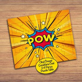 232147905791 Pop Art Pow Yazılı 24 Parça Çocuklara Özel Yapboz Tablo