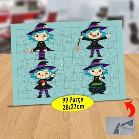 232147921186 Mavi Saçlı Neşeli Cadı 99 Parça Puzzle Yapboz Tablo