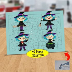 232147921186 Mavi Saçlı Neşeli Cadı 99 Parça Puzzle Yapboz Tablo