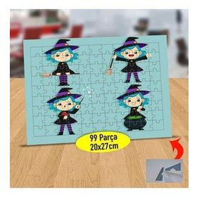 232147921186 Mavi Saçlı Neşeli Cadı 99 Parça Puzzle Yapboz Tablo