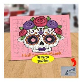 232147925446 Çiçekli Kuru Kafa 99 Parça Puzzle Yapboz Tablo