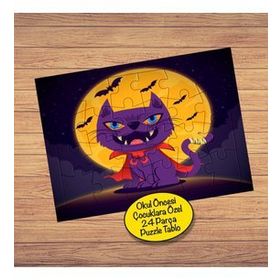 232147946231 Cadı Mor Kedi 24 Parça Çocuklara Özel Yapboz Tablo