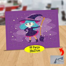 232147951876 Süpürgeli Sevimli Cadı 99 Parça Puzzle Yapboz Tablo