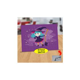 232147951876 Süpürgeli Sevimli Cadı 99 Parça Puzzle Yapboz Tablo