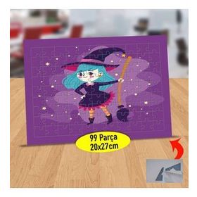 232147951876 Süpürgeli Sevimli Cadı 99 Parça Puzzle Yapboz Tablo