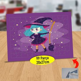 232147951876 Süpürgeli Sevimli Cadı 99 Parça Puzzle Yapboz Tablo