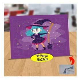 232147951876 Süpürgeli Sevimli Cadı 99 Parça Puzzle Yapboz Tablo