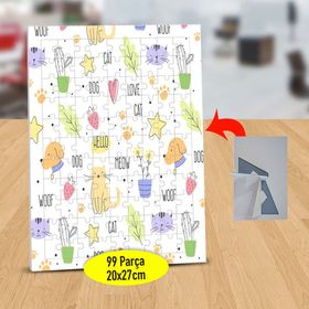 232148126497 Çizimsel Kedi Ve Köpek 99 Parça Puzzle Yapboz Tablo