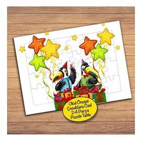 23308 Yıldızlar Sevimli Eğlenceli Kuşlar Çocuklara Özel Puzzle Yapboz Tablo