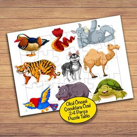 23390 Amazon Sevimli Hayvanlar 24 Parça Çocuklara Özel Yapboz Tablo