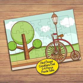 233PZ Ağaçlı Yolda Bisiklet Çocuklara Özel Puzzle Yapboz Tablo