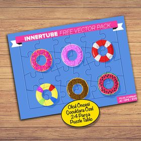 234PZ Tatlı Renkli Donutlar Çocuklara Özel Puzzle Yapboz Tablo